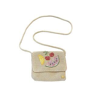 The Sak Womens‎ Shoulder Bag Knitted Macramé Natural Beaded Fruit Design Motif